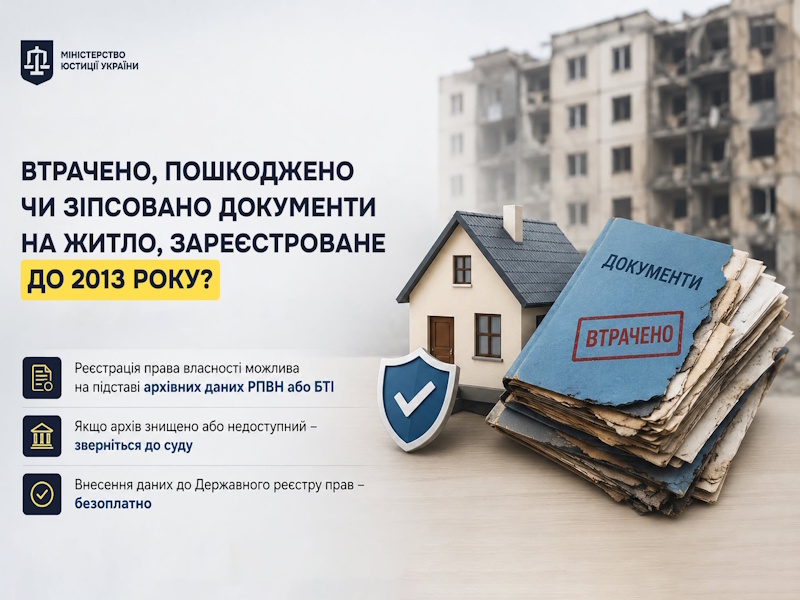 Що робити, якщо втрачено, пошкоджено чи зіпсовано документи на житло, зареєстроване до 2013 року: роз’яснення Мін’юсту