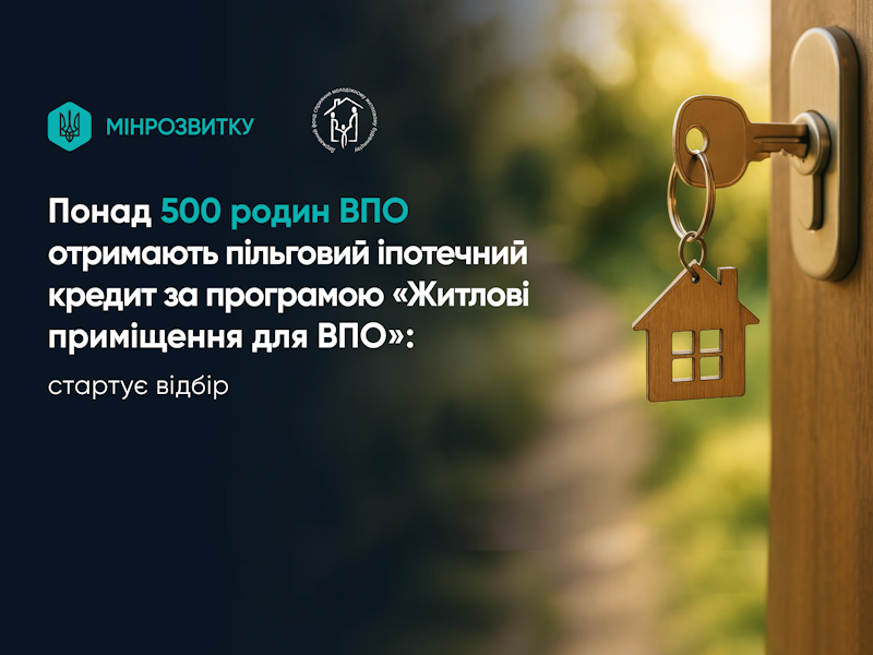 Понад 500 родин ВПО отримають пільговий іпотечний кредит за програмою «Житлові приміщення для ВПО»: стартує відбір