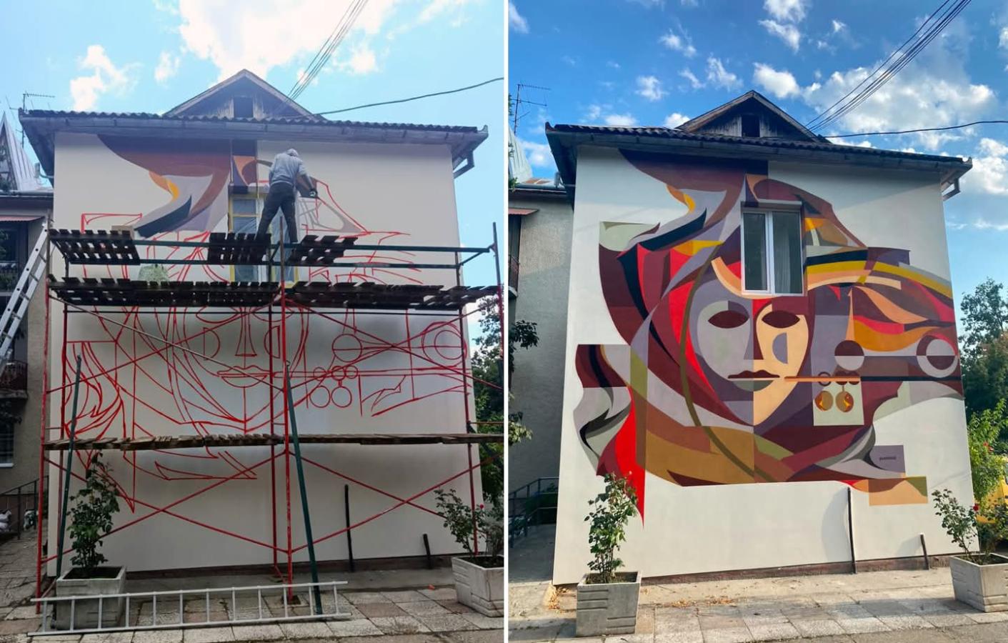 У "Лісовій дачі" на Закарпатті художник із Сіверськодонецька відтворив зображення мозаїки з Льодового палацу спорту