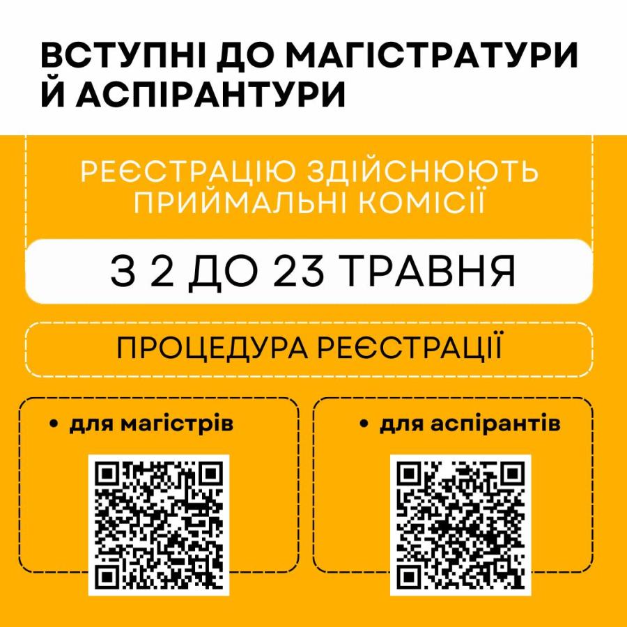 Вступні до магістратури й аспірантури: старт реєстрації для участі в основних сесіях