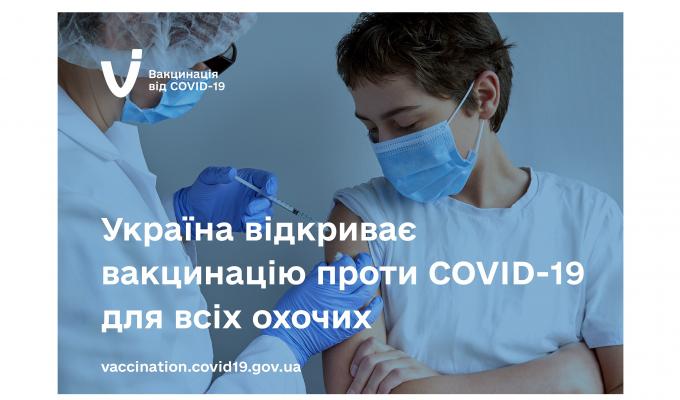 Україна відкриває вакцинацію проти COVID-19 для всіх охочих