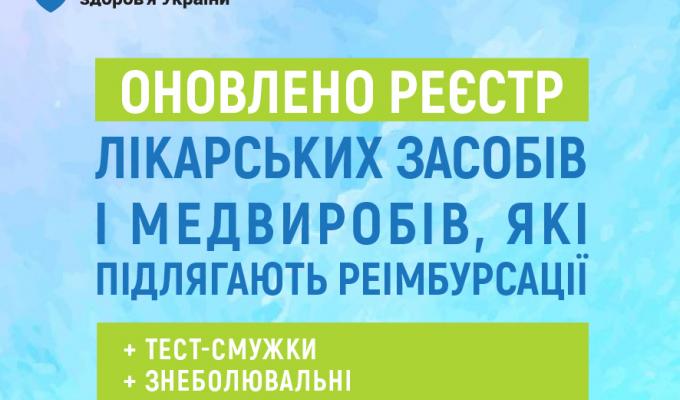 Оновлено перелік лікарських засобів та медвиробів, які підлягають реімбурсації  