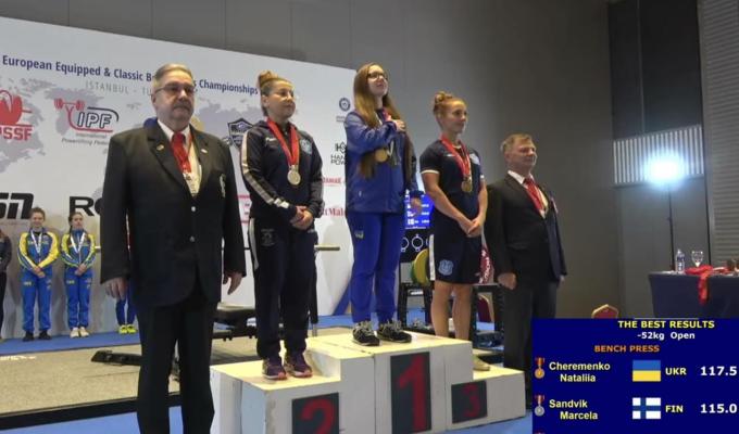 Спортсменка з Попасної перемогла на європейській першості з жиму лежачи