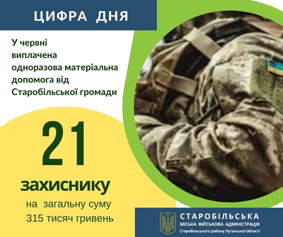 21 оборонцю України зі Старобільської громади надано грошову допомогу