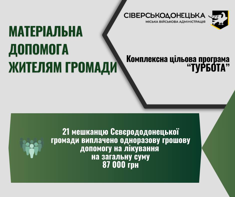 Ще 21 мешканець Сіверськодонецької громади отримав кошти на лікування