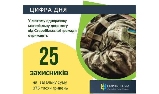 25 оборонців зі Старобільської громади одержали грошову допомогу в лютому