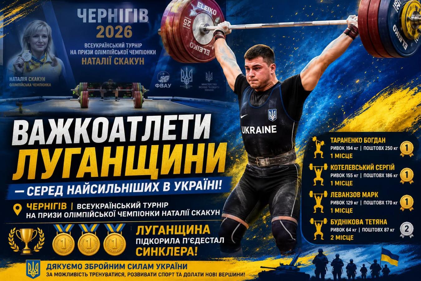 Важкоатлет з Луганщини здобув перемогу в абсолютній першості на всеукраїнських змаганнях у Чернігові