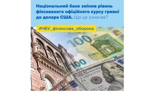 Національний банк змінив рівень фіксованого офіційного курсу гривні до долара США