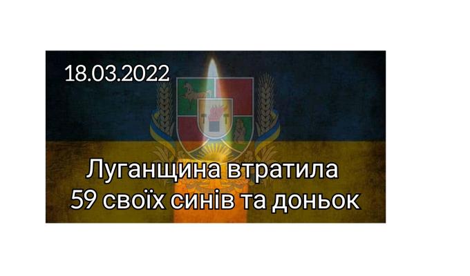 Луганщина вже втратила 59 своїх синів та доньок