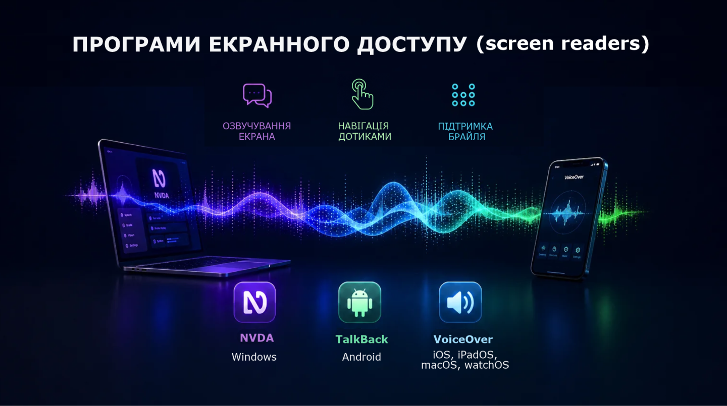 Зображення з переліком програм екранного доступу