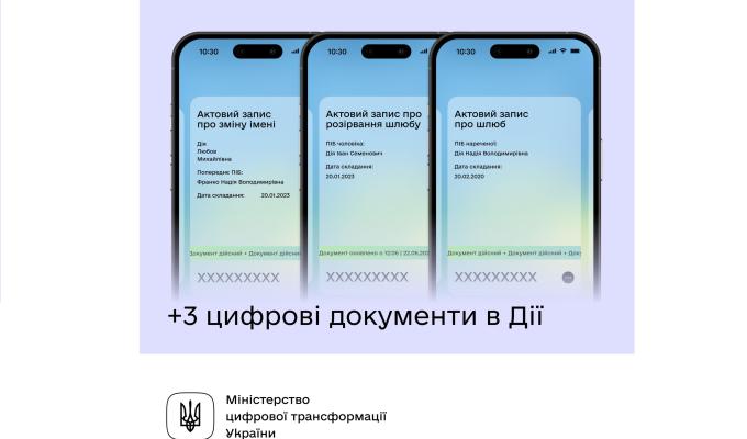 Нові цифрові документи в Дії — свідоцтва про народження, шлюб, розірвання шлюбу та зміну імені 