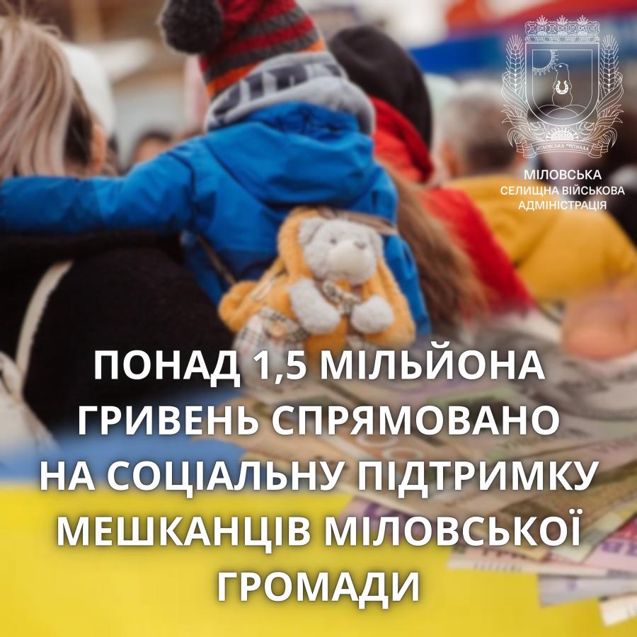 Понад 1,5 мільйона гривень спрямовано на соціальну допомогу мешканцям Міловської громади протягом 2025 року