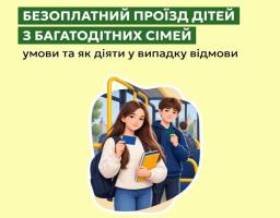 Безоплатний проїзд дітей з багатодітних сімей: умови та дії у разі відмови