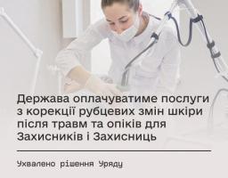 Держава оплачуватиме послуги з корекції рубцевих змін шкіри після травм та опіків для Захисників і Захисниць