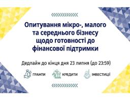 Запрошуємо представників мікро-, малого та середнього бізнесу області долучитися до опитування