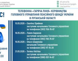 У травні «гарячі лінії» керівництва ПФУ Луганщини працюватимуть протягом чотирьох днів