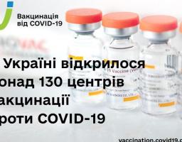В Україні відкрилося понад 130 центрів вакцинації проти COVID-19.  У Луганській області – два 