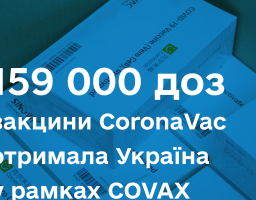 159 тисяч доз вакцини CoronaVac отримала Україна у рамках COVAX