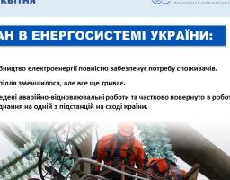 Виробництво електроенергії повністю забезпечує потребу споживачів. Водопілля зменшилося, але все ще триває.
