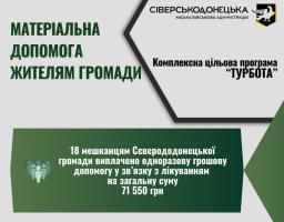 Ще 18 мешканцям Сіверськодонецької громади виплатили грошову допомогу на лікування
