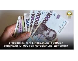 У червні жителі Біловодської громади отримали понад 190 000 грн матеріальної допомоги
