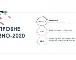 Пробне ЗНО-2020: дати реєстрації та тестування