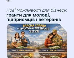 Мінекономіки та Державна служба зайнятості оголосили про старт прийому заявок на оновлену «Власну справу» та «Гранти для ветеранів» у 2026 році