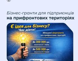 Держава надає підприємцям із прифронтових регіонів збільшені мікрогранти в межах програми «Власна справа», що реалізується у складі урядового проєкту «єРобота»