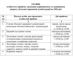 Оновлено графік особистого прийому громадян керівництвом Луганської облдержадміністрації